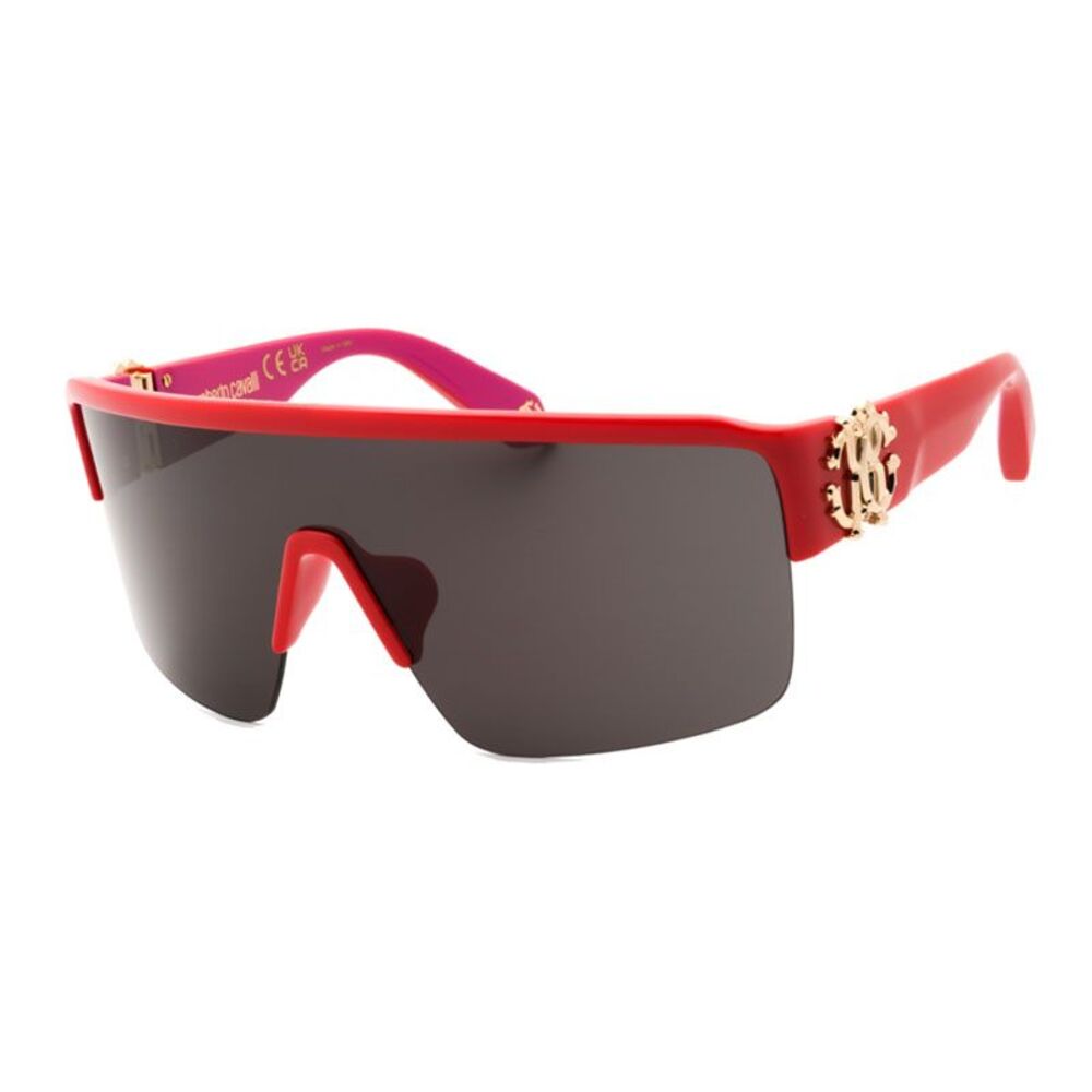 Roberto Cavalli Sunglasses Shield Full Rim, Red Fuchsia Frame and Grey Lens